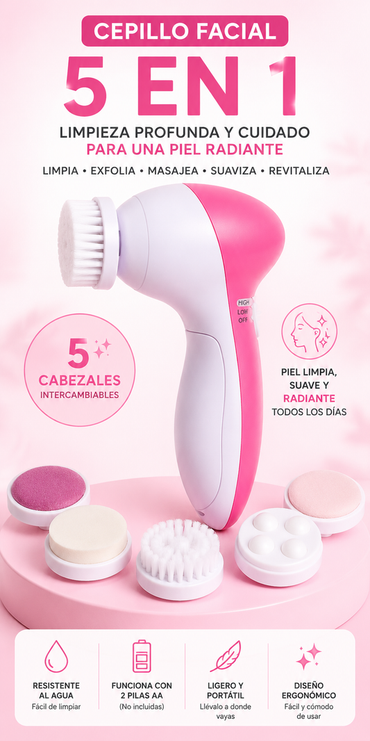 Cepillo Facial Limpieza 5 en1 Exfoliante